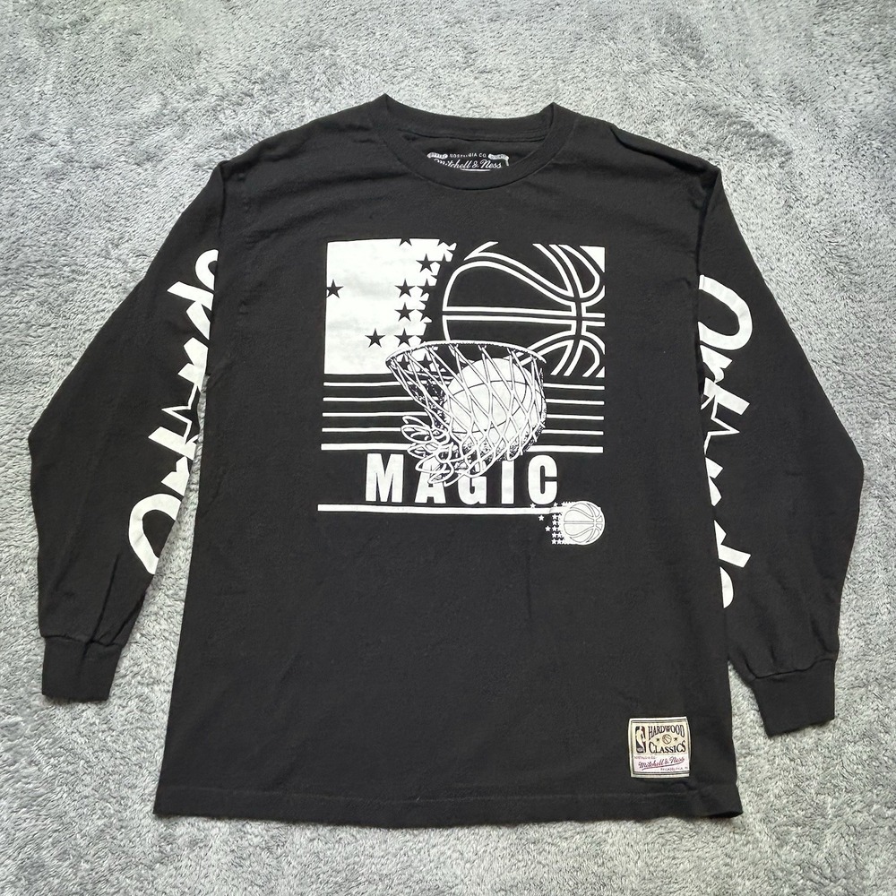 Mitchell & Ness Orlando Magic Shirt Men's L Black Hardwood Classics L/S NBA EUC